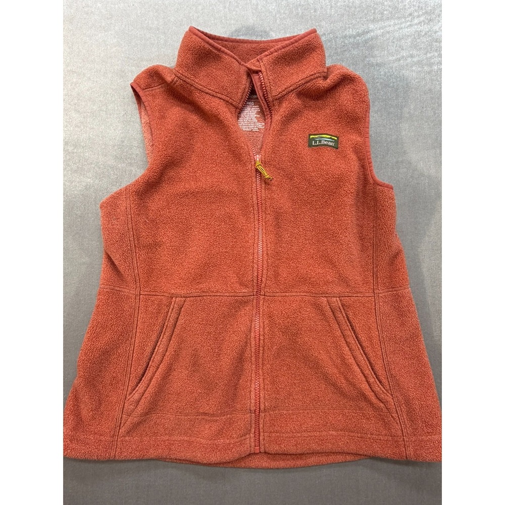 L.L. Bean Women Polyester Vest Jacket Zip Up Size Large Reg Orange